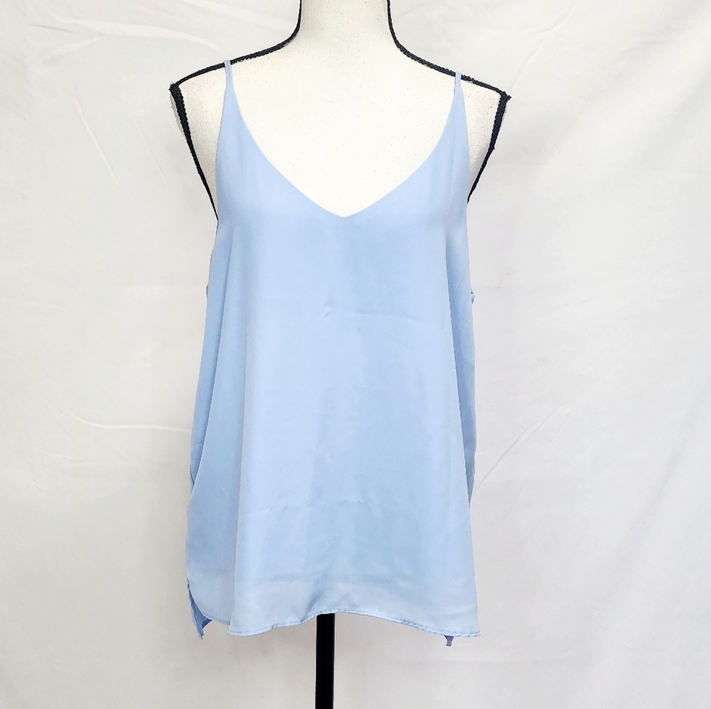 Shinestar Light Blue Semi-Sheer V-Neck Tank Top